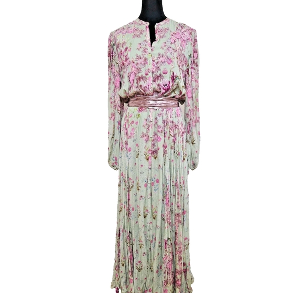 Hemant and Nandita Adira Floral Pink and White Maxi Dress-Size Large - Picture 5 of 17